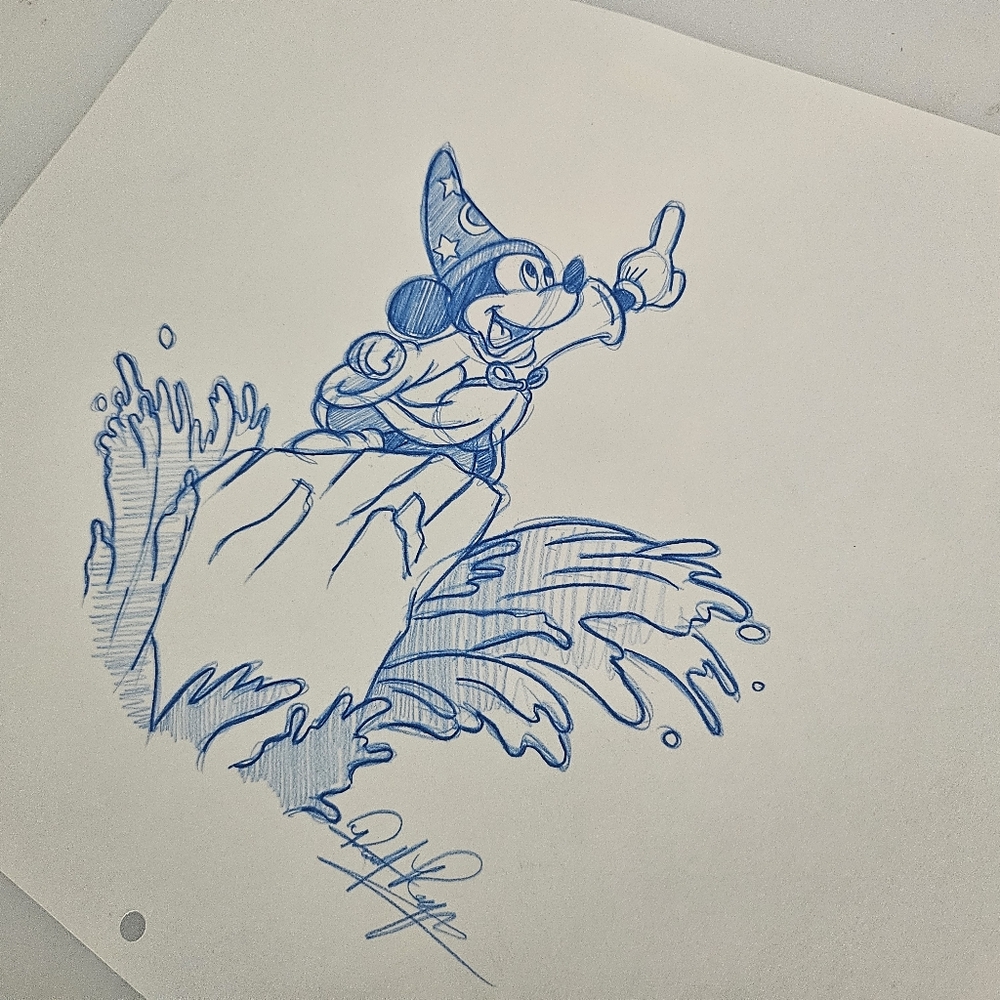 Disney Sorcerer Mickey Fantasia Fantasmic Drawing/Sketch Animation Art - Picture 6 of 6